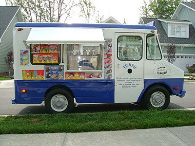 the ice cream man pulls in right behind you He then exits the vehicle